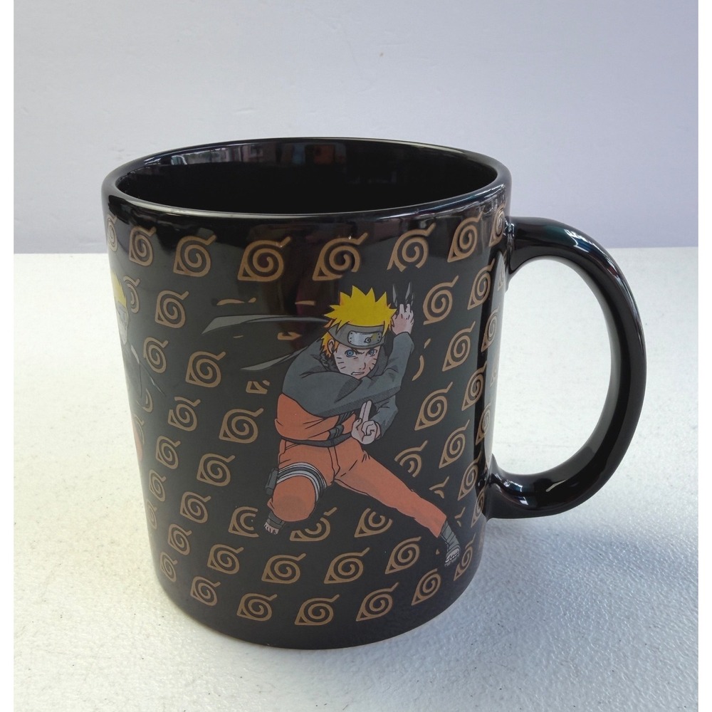 CultureFly Naruto Shippuden Mug Black Orange Hidden Leaf Ninja Anime Collectible